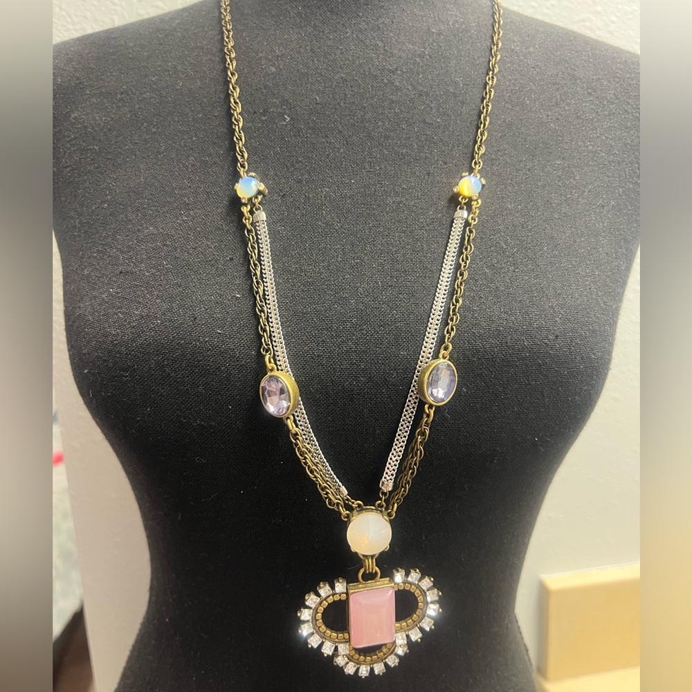 Loft Elegant Gold silver and Pink Pendant Necklace